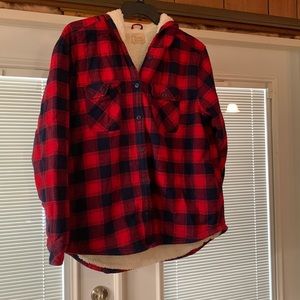 Red/Navy Plaid Jacket NWOT
